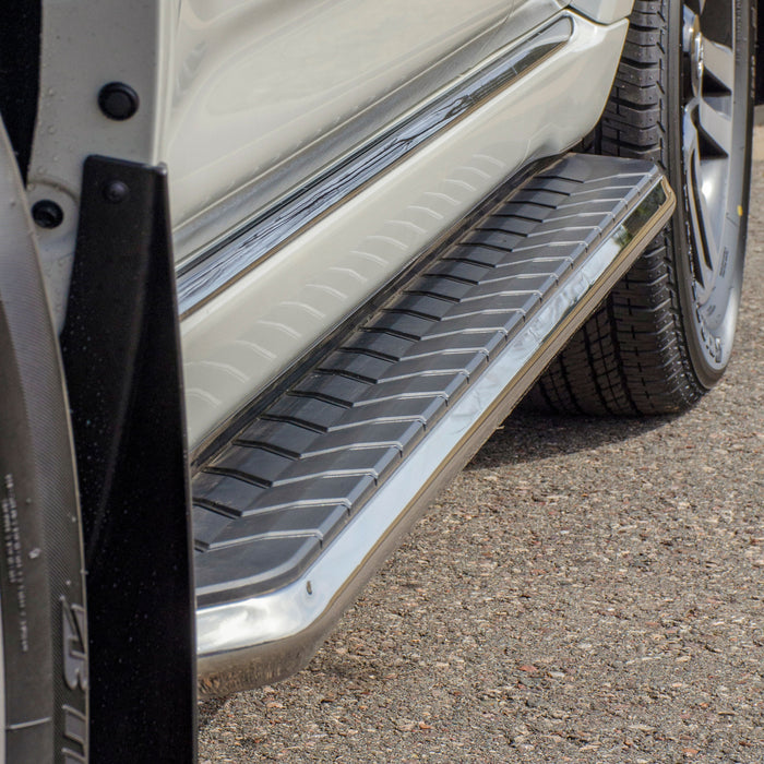 ARIES 2051019 AeroTread 5in. x 70in. Polished Stainless Running Boards; Select Hyundai Tucson - Truck Part Superstore