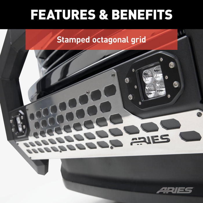 ARIES 2055193 ARIES 2055193 AdvantEDGE Paintable Aluminum Cover Plate for Bull Bar with LEDs - Truck Part Superstore