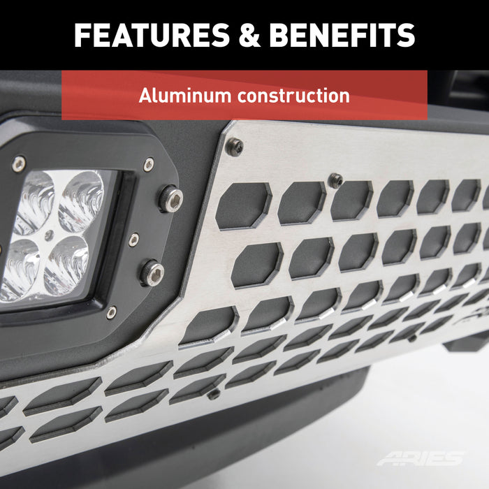 ARIES 2055193 ARIES 2055193 AdvantEDGE Paintable Aluminum Cover Plate for Bull Bar with LEDs - Truck Part Superstore
