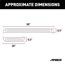 ARIES 2055534 RidgeStep 6-1/2in. x 96in.; 36in. Steel Running Boards; Select Sprinter 2500; 35 - Truck Part Superstore