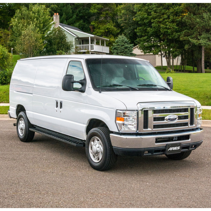 ARIES 2055535 RidgeStep 6-1/2in. x 96in.; 36in. Black Steel Running Boards; Select Ford Transi - Truck Part Superstore