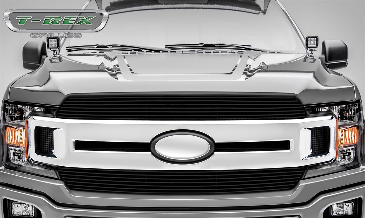T-Rex Grilles 20571B Billet Series Grille; Horizontal; Aluminum; Black; 2 Pc; Insert; - Truck Part Superstore