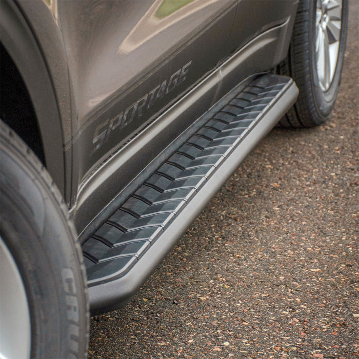 ARIES 2061019 AeroTread 5in. x 70in. Black Stainless Running Boards; Select Hyundai Tucson - Truck Part Superstore