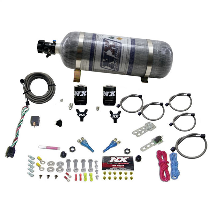 Nitrous Express 20616-12 DUAL NOZZLE SPORT COMPACT SYSTEM W/12LB BOTTLE (35-50-75HP) - Truck Part Superstore