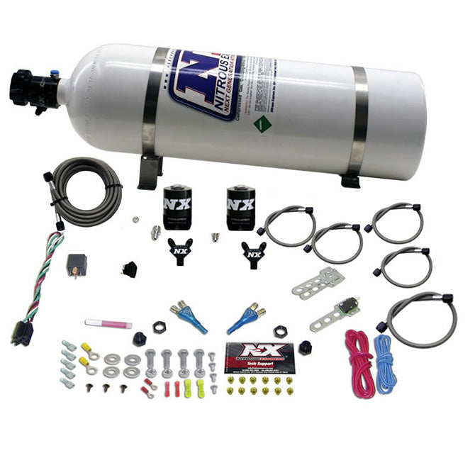 Nitrous Express 20616-15 DUAL NOZZLE SPORT COMPACT SYSTEM W/15LB BOTTLE (35-50-75HP) - Truck Part Superstore