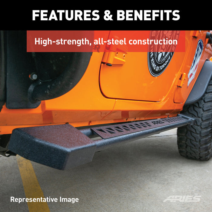 ARIES 2074119 Rocker Step Running Boards; Select Jeep Wrangler JL 2-Door - Truck Part Superstore