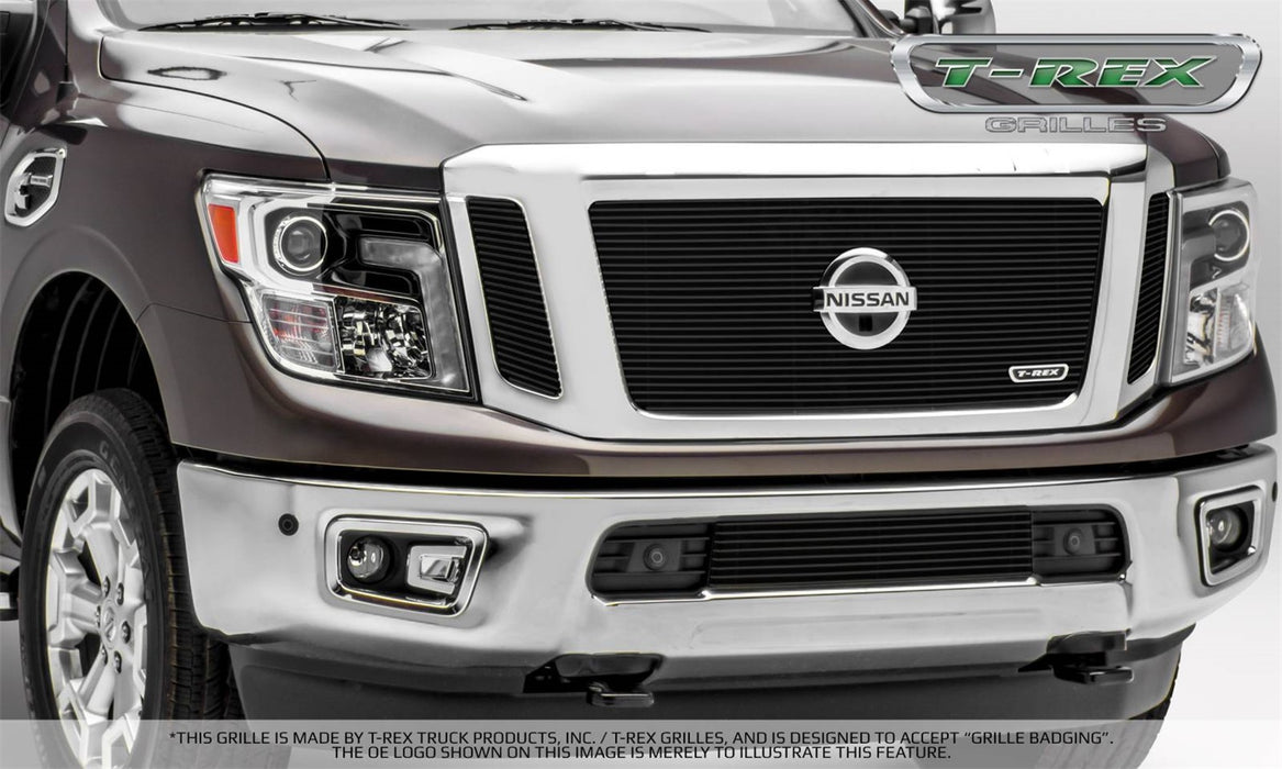 T-Rex Grilles 20785B Billet Series Grille; Horizontal; Aluminum; Black; 3 Pc; Insert; - Truck Part Superstore