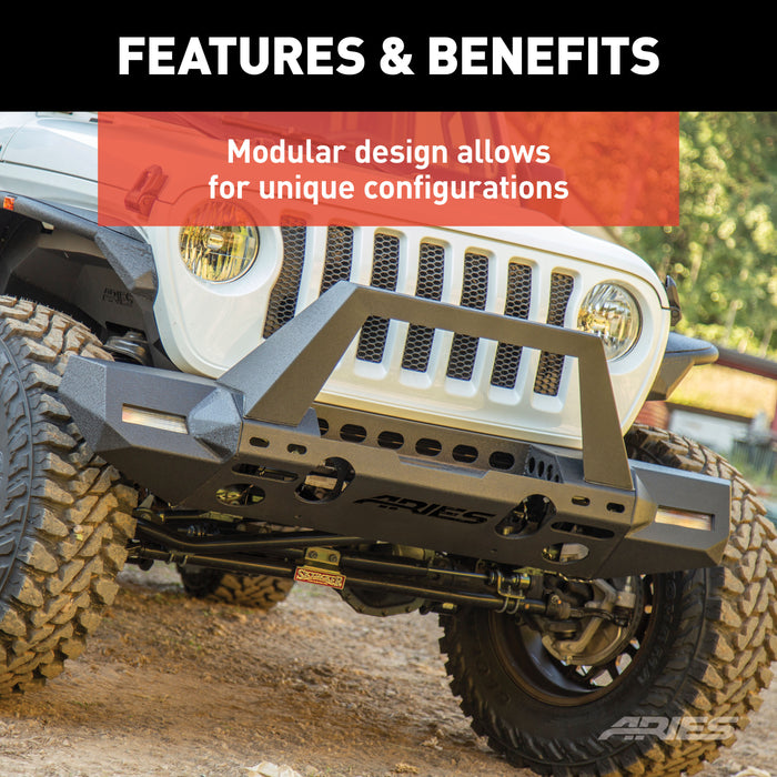 ARIES 2081003 TrailChaser Jeep Wrangler JL; Gladiator Steel Front Bumper Center Section - Truck Part Superstore