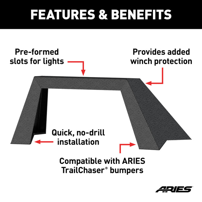 ARIES 2081100 ARIES 2081100 TrailChaser Black Steel Front Jeep Bumper Angular Brush Guard Only - Truck Part Superstore