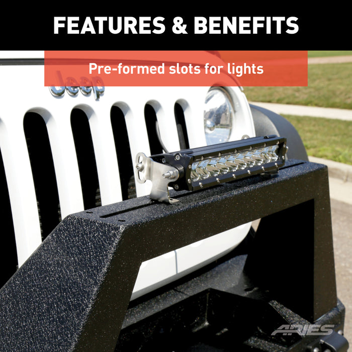 ARIES 2081100 ARIES 2081100 TrailChaser Black Steel Front Jeep Bumper Angular Brush Guard Only - Truck Part Superstore