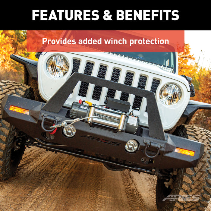 ARIES 2081100 ARIES 2081100 TrailChaser Black Steel Front Jeep Bumper Angular Brush Guard Only - Truck Part Superstore