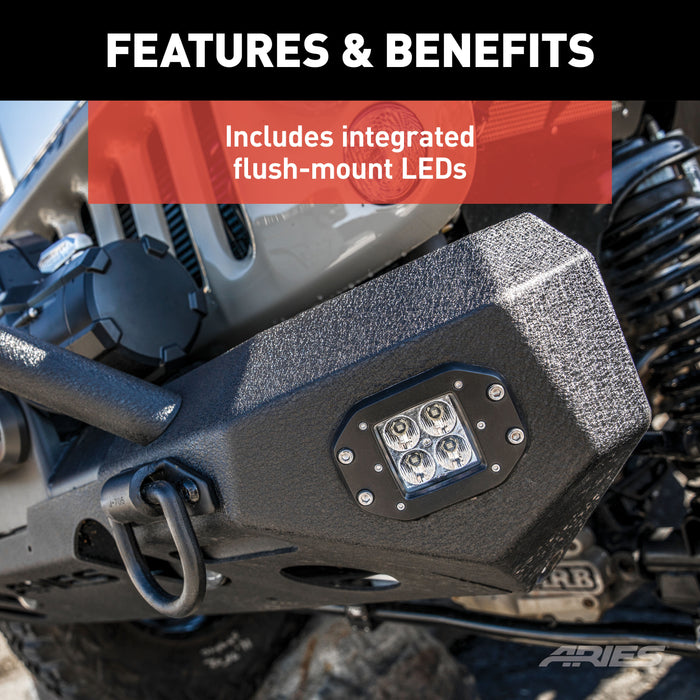 ARIES 2081205 TrailChaser Jeep Wrangler; Gladiator Aluminum Front Bumper Corners with LEDs - Truck Part Superstore