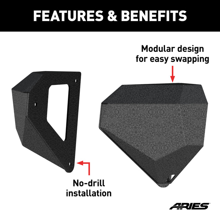 ARIES 2081206 TrailChaser Jeep Wrangler; Gladiator Steel Front Bumper Corners - Truck Part Superstore