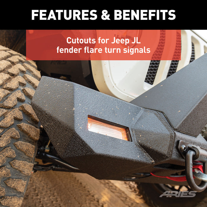 ARIES 2081208 TrailChaser Jeep Wrangler JL; Gladiator Steel Front Bumper Corners - Truck Part Superstore