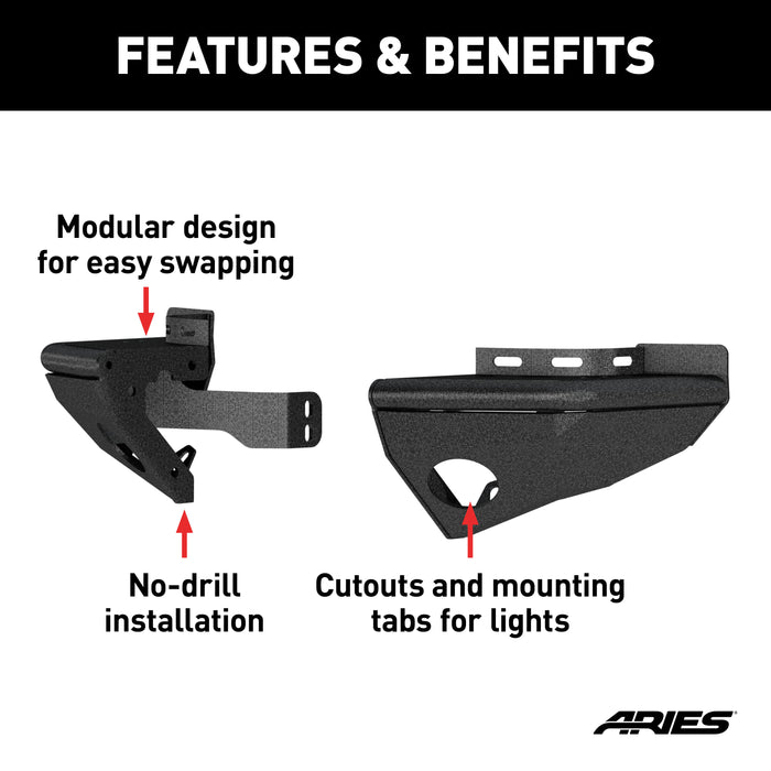 ARIES 2081220 TrailChaser Jeep Wrangler JK Steel Rear Bumper Corners - Truck Part Superstore