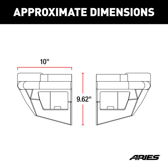 ARIES 2081222 TrailChaser Jeep Wrangler Steel Rear Bumper Corners with LEDs - Truck Part Superstore