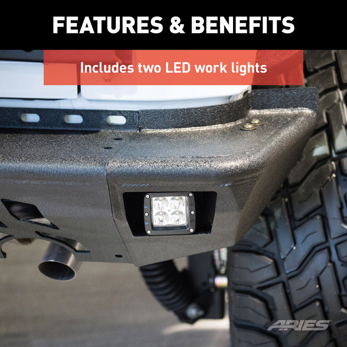 ARIES 2081222 TrailChaser Jeep Wrangler Steel Rear Bumper Corners with LEDs - Truck Part Superstore