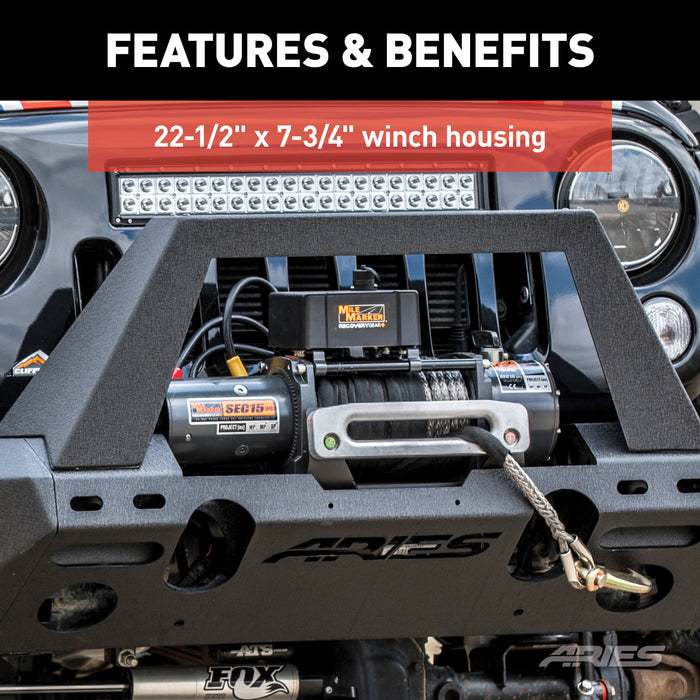ARIES 2082043 TrailChaser Jeep Wrangler JK Steel Front Bumper (Option 1) - Truck Part Superstore