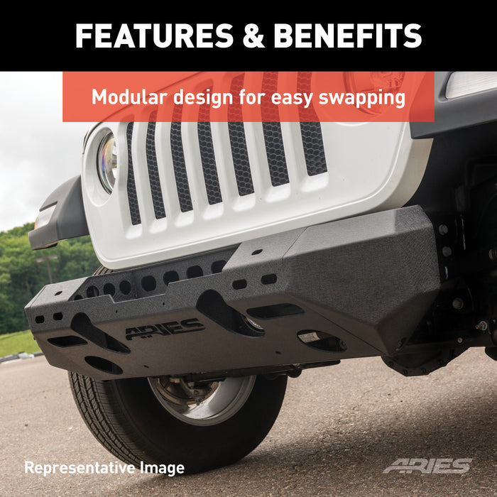 ARIES 2082048 TrailChaser Jeep Wrangler JK Steel Front Bumper (Option 6) - Truck Part Superstore