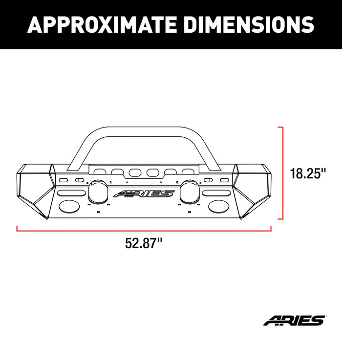 ARIES 2082050 TrailChaser Jeep Wrangler JK Steel Front Bumper (Option 4) - Truck Part Superstore