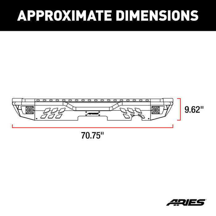 ARIES 2082060 TrailChaser Jeep Wrangler JK Steel Rear Bumper with LED Lights - Truck Part Superstore