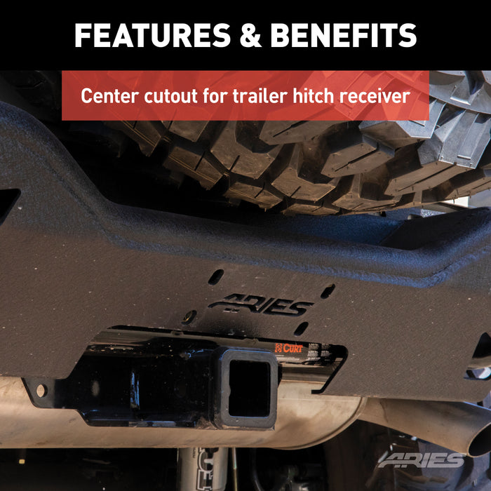 ARIES 2082060 TrailChaser Jeep Wrangler JK Steel Rear Bumper with LED Lights - Truck Part Superstore