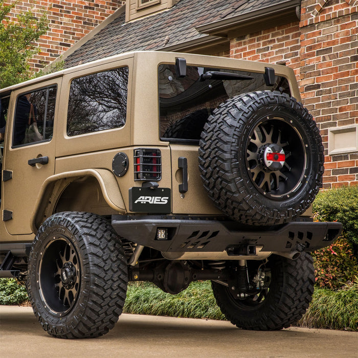 ARIES 2082060 TrailChaser Jeep Wrangler JK Steel Rear Bumper with LED Lights - Truck Part Superstore