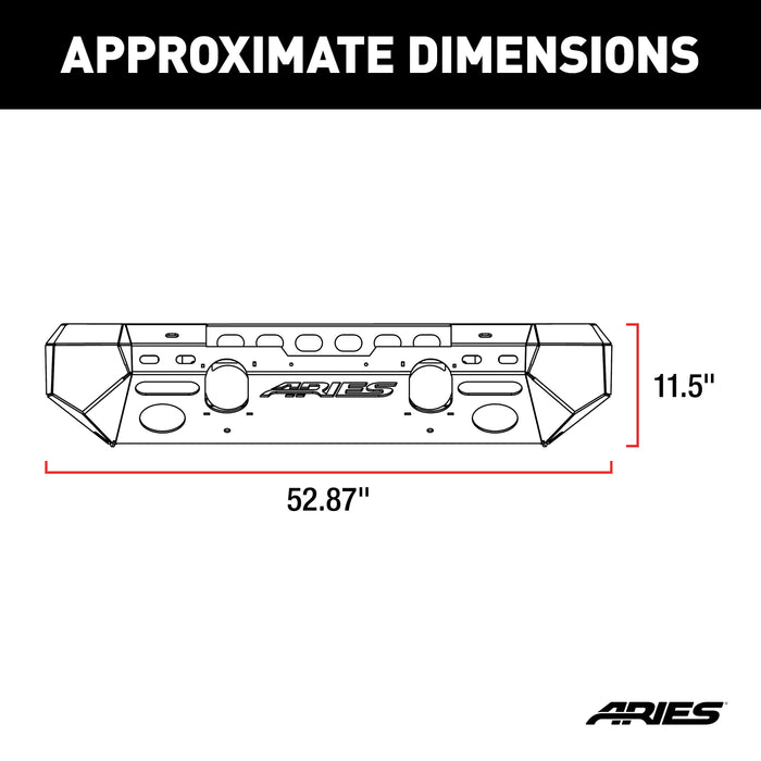 ARIES 2082070 TrailChaser Jeep Wrangler JL; Gladiator Steel Front Bumper (Option 6) - Truck Part Superstore