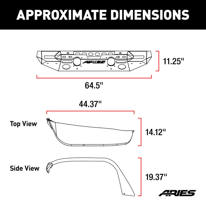 ARIES 2082073 TrailChaser Jeep Wrangler JL Front Bumper with Fender Flares (Option 7) - Truck Part Superstore