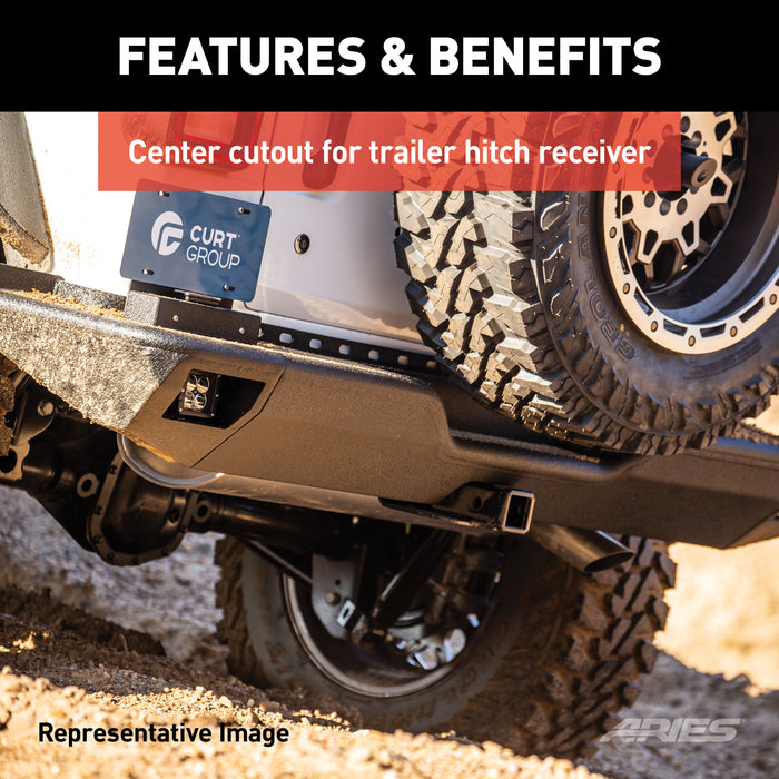 ARIES 2082080 ARIES 2082080 TrailChaser Black Steel Jeep Wrangler JL Rear Bumper - Truck Part Superstore