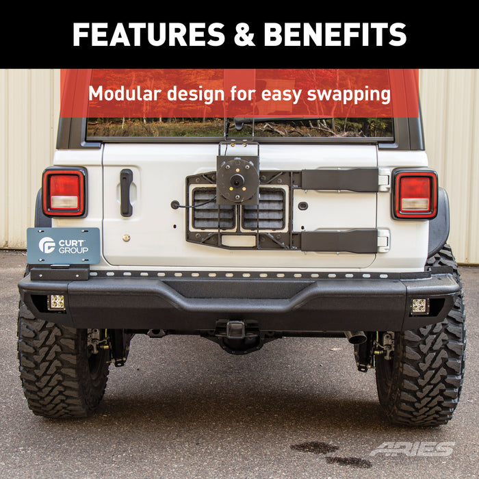 ARIES 2082081 TrailChaser Jeep Wrangler JL Steel Rear Bumper with LED Lights - Truck Part Superstore