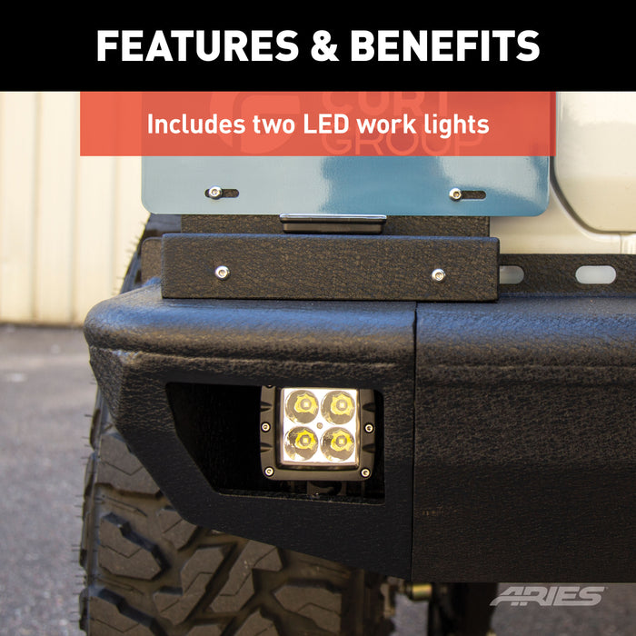 ARIES 2082081 TrailChaser Jeep Wrangler JL Steel Rear Bumper with LED Lights - Truck Part Superstore
