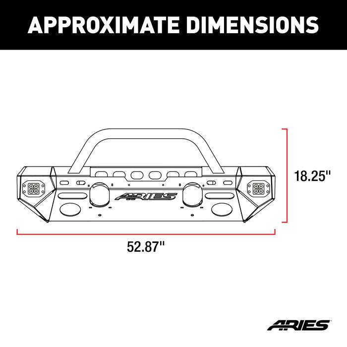 ARIES 2082084 TrailChaser Jeep Wrangler JL; Gladiator Steel Front Bumper (Option 3) - Truck Part Superstore