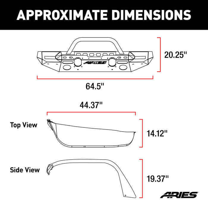 ARIES 2082086 TrailChaser Jeep Wrangler JL Front Bumper with Fender Flares (Option 8) - Truck Part Superstore