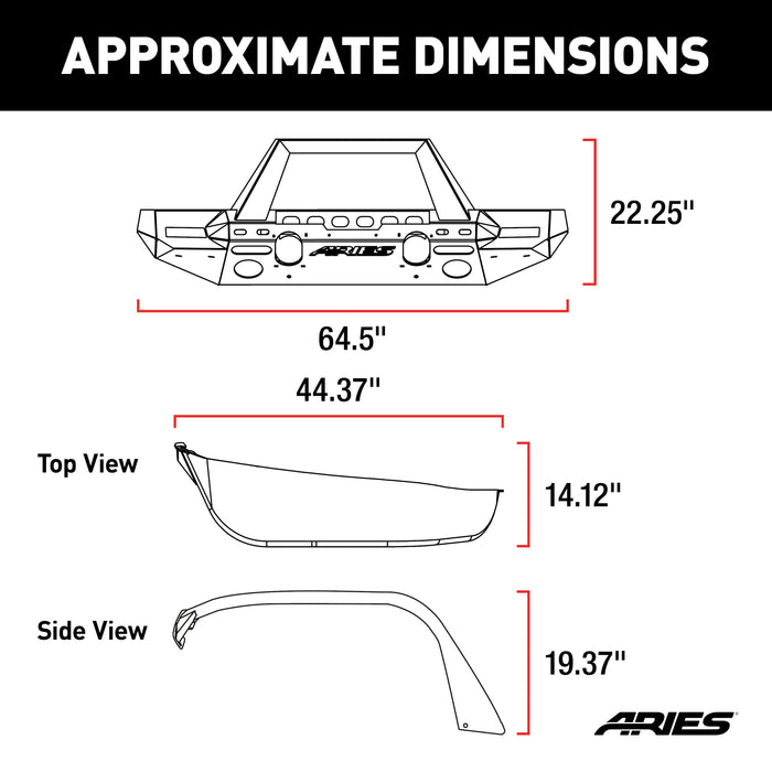 ARIES 2082087 TrailChaser Jeep JL; Gladiator Front Bumper with Fender Flares (Option 9) - Truck Part Superstore