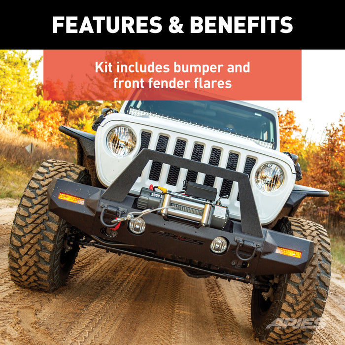 ARIES 2082087 TrailChaser Jeep JL; Gladiator Front Bumper with Fender Flares (Option 9) - Truck Part Superstore