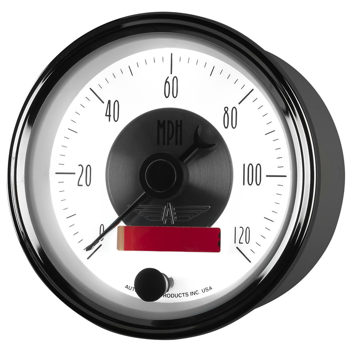 AutoMeter 2084 GAUGE; SPEEDO; 3 3/8in.; 120MPH; ELEC. PROGRAM W/LCD ODO; PRESTIGE PEARL - Truck Part Superstore