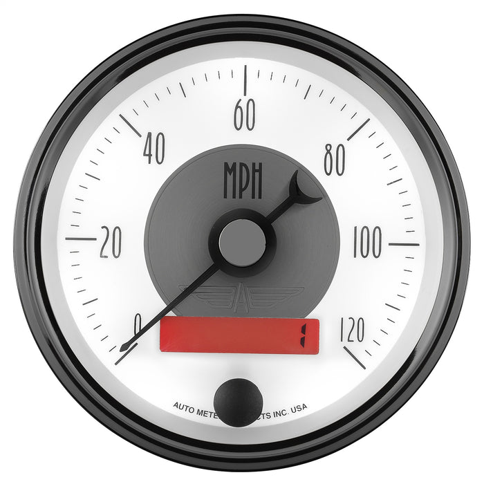 AutoMeter 2084 GAUGE; SPEEDO; 3 3/8in.; 120MPH; ELEC. PROGRAM W/LCD ODO; PRESTIGE PEARL - Truck Part Superstore