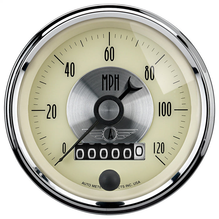 AutoMeter 2089 GAUGE; SPEEDO; 3 3/8in.; 120MPH; ELEC. PROGRAM W/WHEEL ODO; PRESTIGE ANTQ. IVORY - Truck Part Superstore