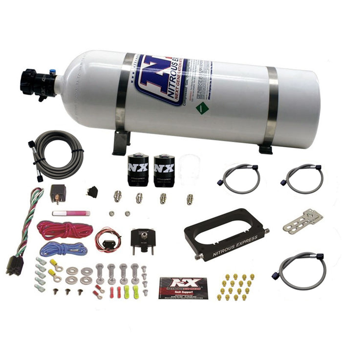 Nitrous Express 20950-15 FORD 4 VALVE NITROUS PLATE SYSTEM (50-300HP) WITH 15LB BOTTLE - Truck Part Superstore