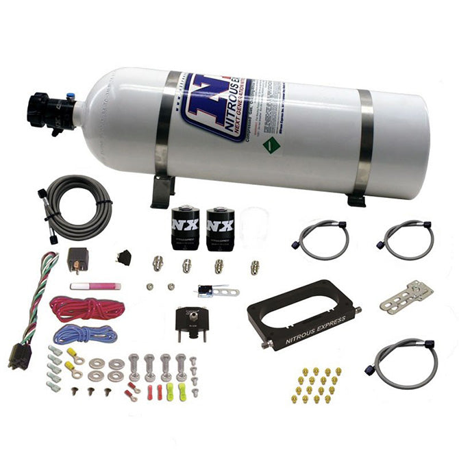 Nitrous Express 20950-15 FORD 4 VALVE NITROUS PLATE SYSTEM (50-300HP) WITH 15LB BOTTLE - Truck Part Superstore