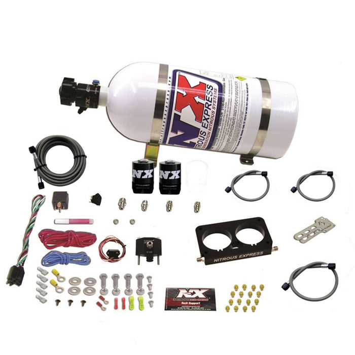 Nitrous Express 20950D-10 FORD 4 VALVE NITROUS PLATE SYSTEM (50-300HP) WITH 10LB BOTTLE (STOCK TB) - Truck Part Superstore