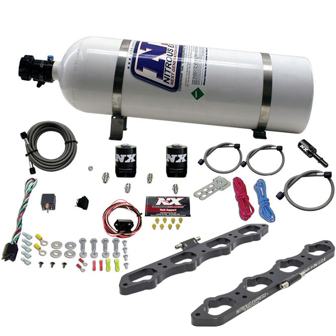 Nitrous Express 20956-15 Nitrous Plate System; Wet; Direct Port; Incl. 15 lb. Bottle; - Truck Part Superstore