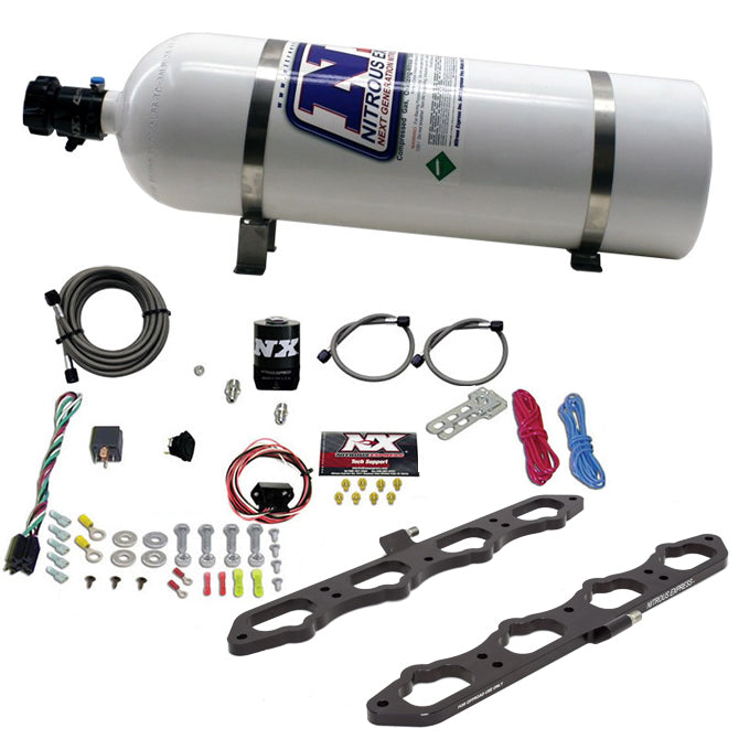 Nitrous Express 20957-15 Nitrous Plate System; Dry; Direct Port; Incl. 15 lb. Bottle; - Truck Part Superstore