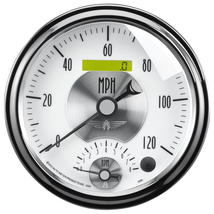 AutoMeter 2095 GAUGE; TACH/SPEEDO; 5in.; 120MPH/8K RPM; ELEC. PROGRAM.; PRESTIGE PEARL - Truck Part Superstore