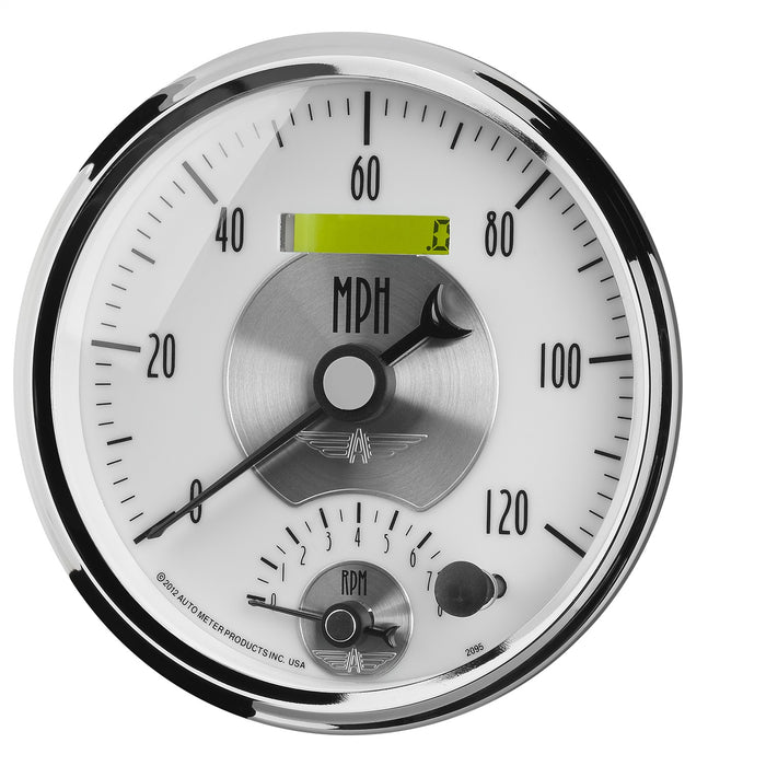 AutoMeter 2095 GAUGE; TACH/SPEEDO; 5in.; 120MPH/8K RPM; ELEC. PROGRAM.; PRESTIGE PEARL - Truck Part Superstore