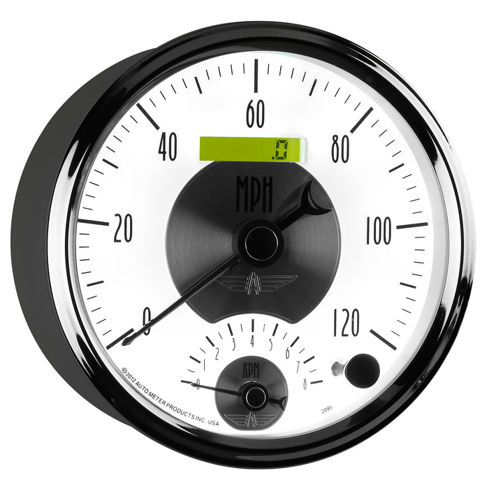 AutoMeter 2095 GAUGE; TACH/SPEEDO; 5in.; 120MPH/8K RPM; ELEC. PROGRAM.; PRESTIGE PEARL - Truck Part Superstore
