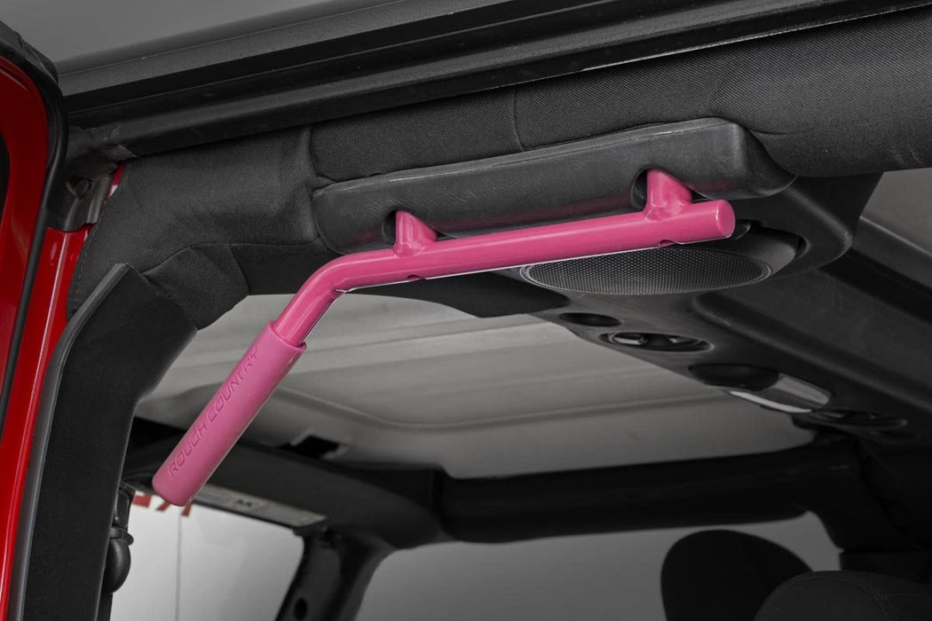 Rough Country 6503PINK Jeep Solid Steel Grab Handle Set 07-18 Wrangler JK Pink Rough Country - Truck Part Superstore