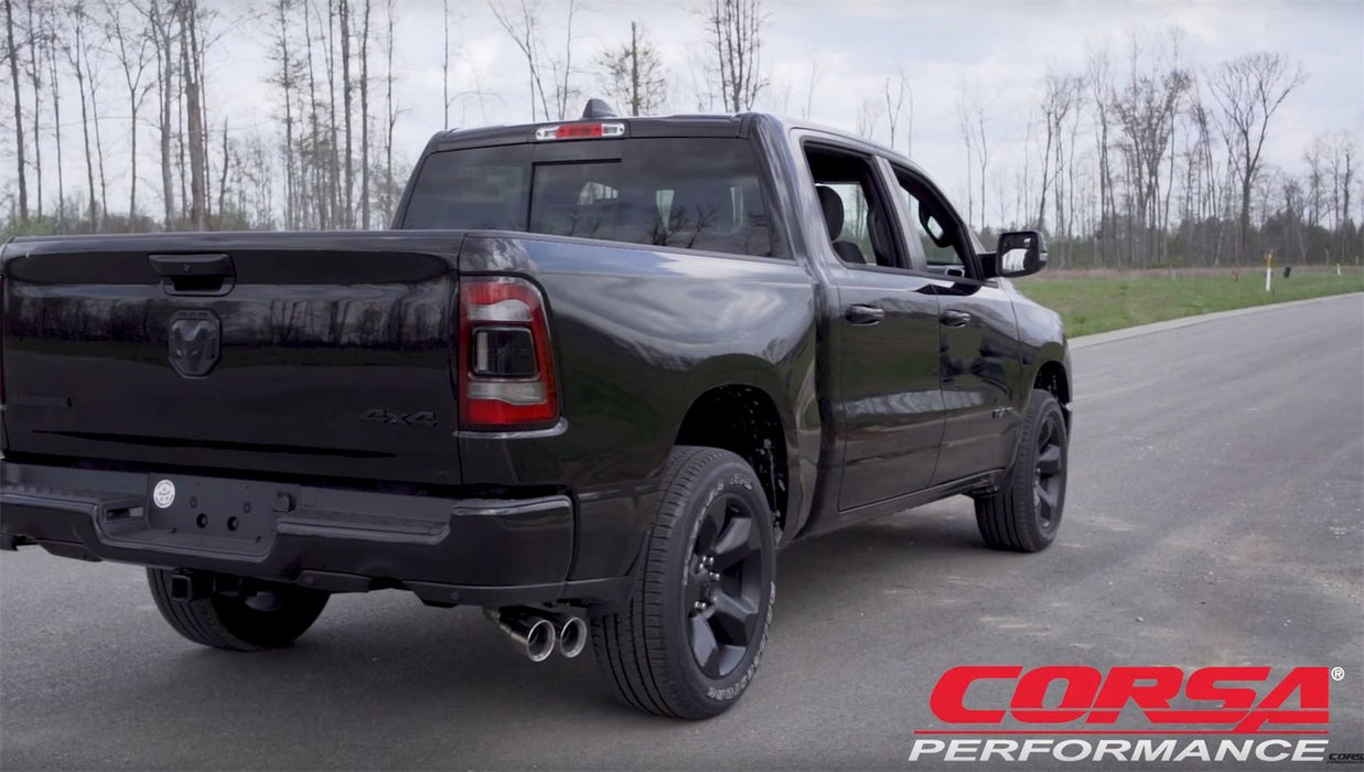 Corsa Performance 21036 2019 Ram 1500 V8 3.0 Inch Side Exit Catback Exhaust System with Twin 4.0 Inch Pro Series Tips Polished Sport Sound Level - Truck Part Superstore