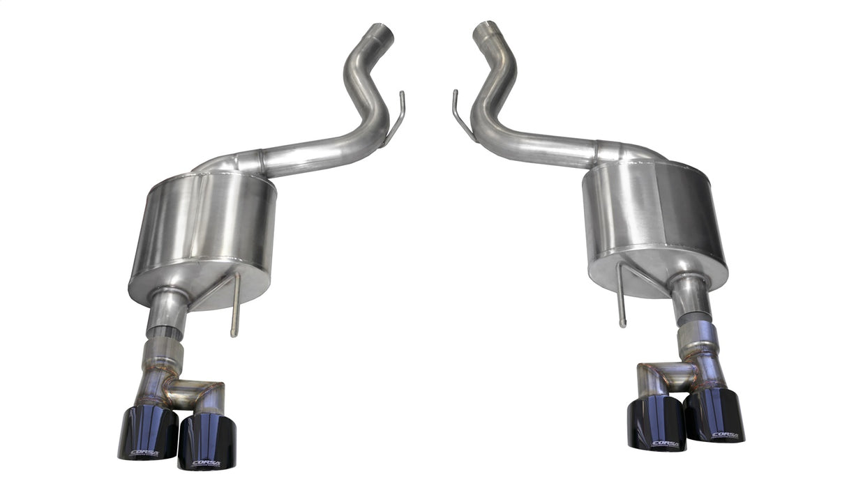 Corsa Performance 21039BLK Mustang Axle-Back Exhaust System 18-19 Ford Mustang GT 5.0L V8 Black Tips 3.0 Inch W/Twin 4.0 Inch Tips Sport Sound Level - Truck Part Superstore